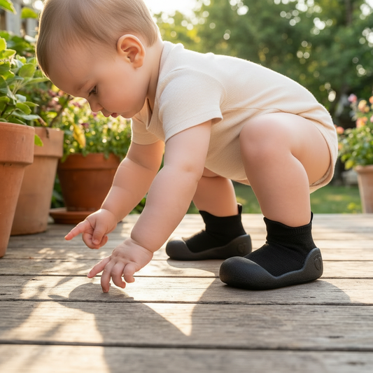 Midnight Black Pre-walker Baby Sole Sox