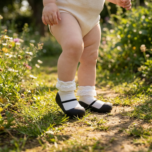 White Lace Pre-walker Baby Sole Sox