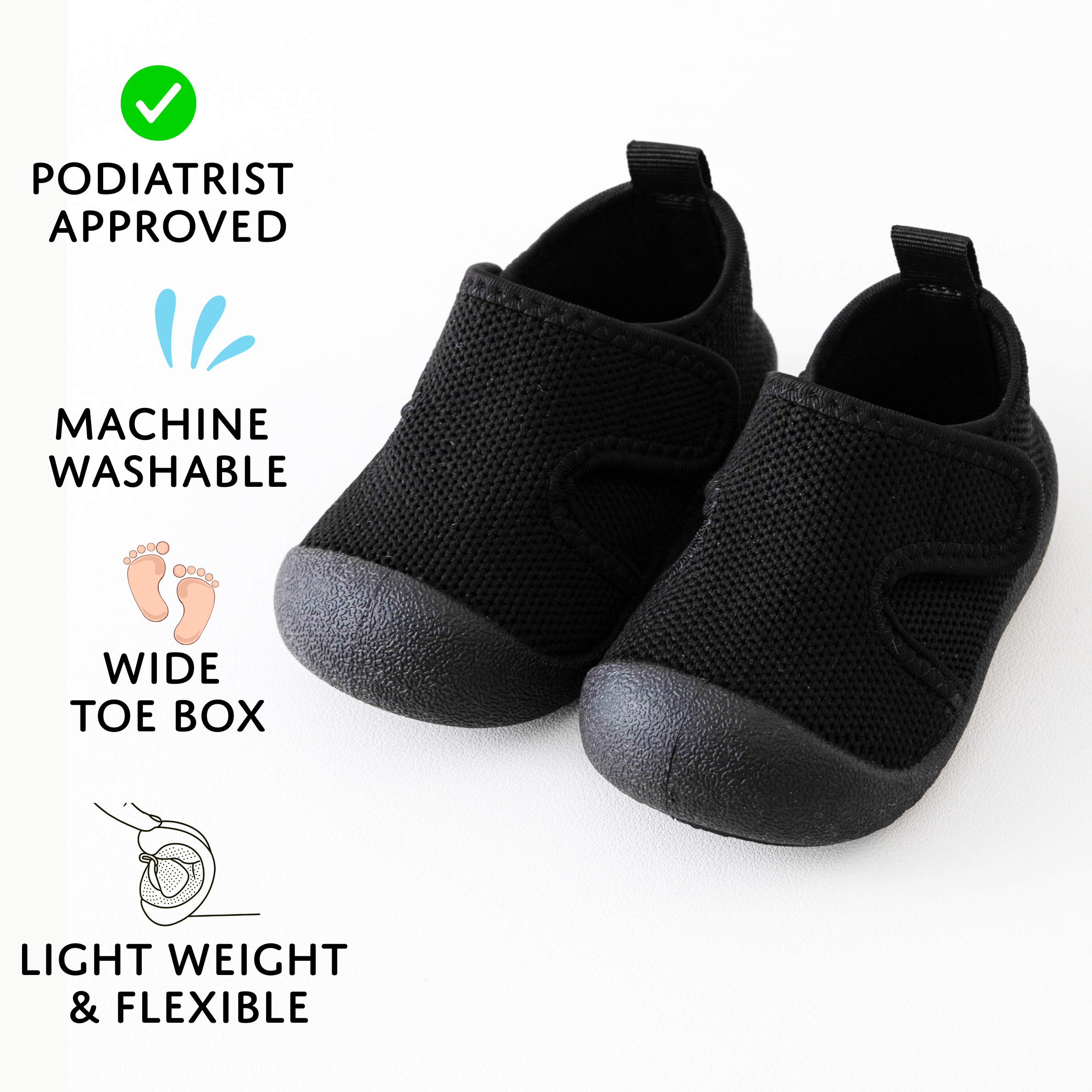 Black Velcro Sole Sox