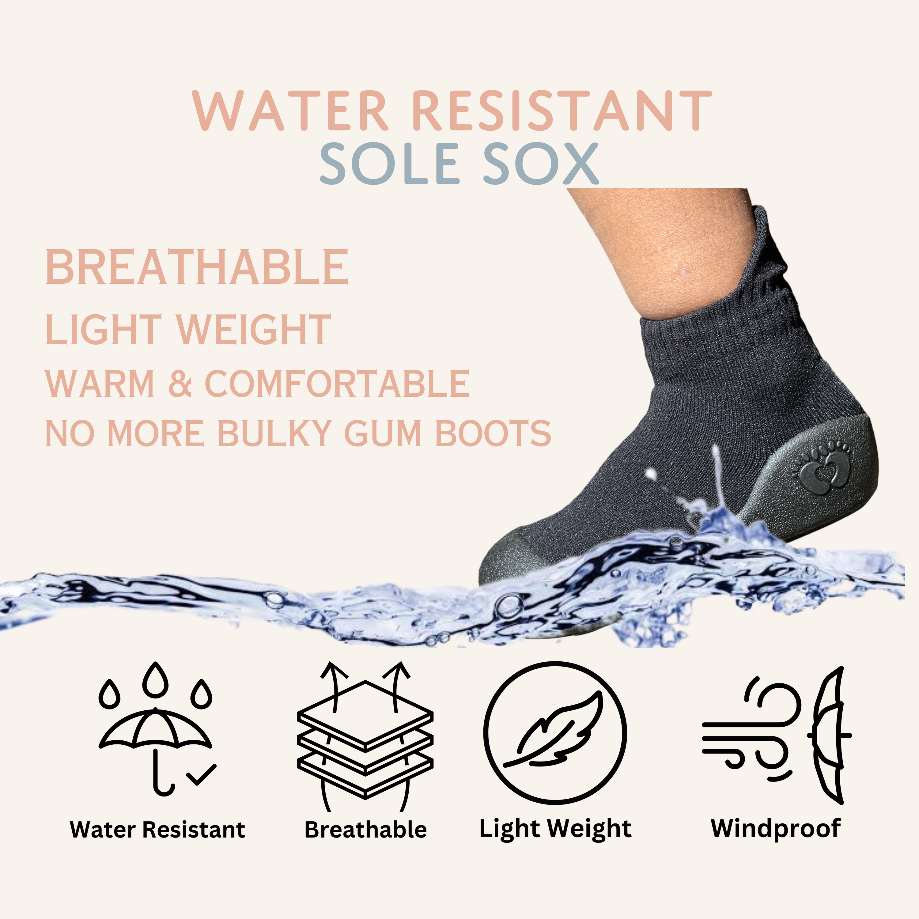 Water Resistant Sole Sox