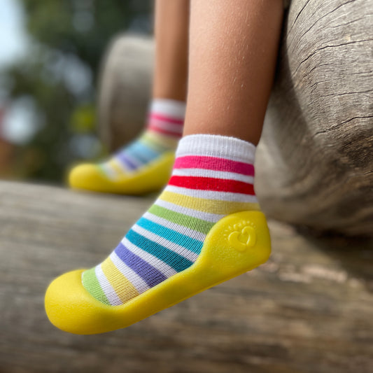 Yellow Stripes Pre-walker Baby Shoes
