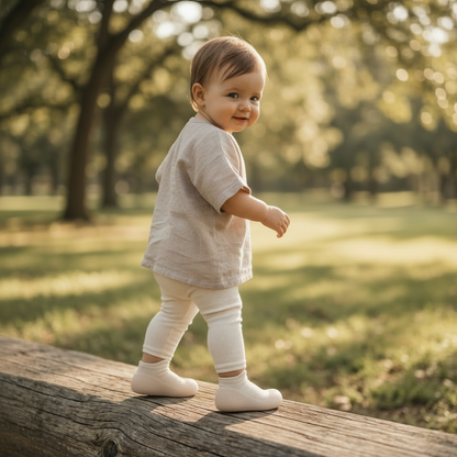 Sole Sox Beige Low Cut Pre-walker Baby Shoes