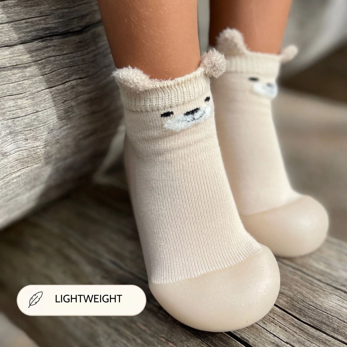 Beige Bear Sole Sox