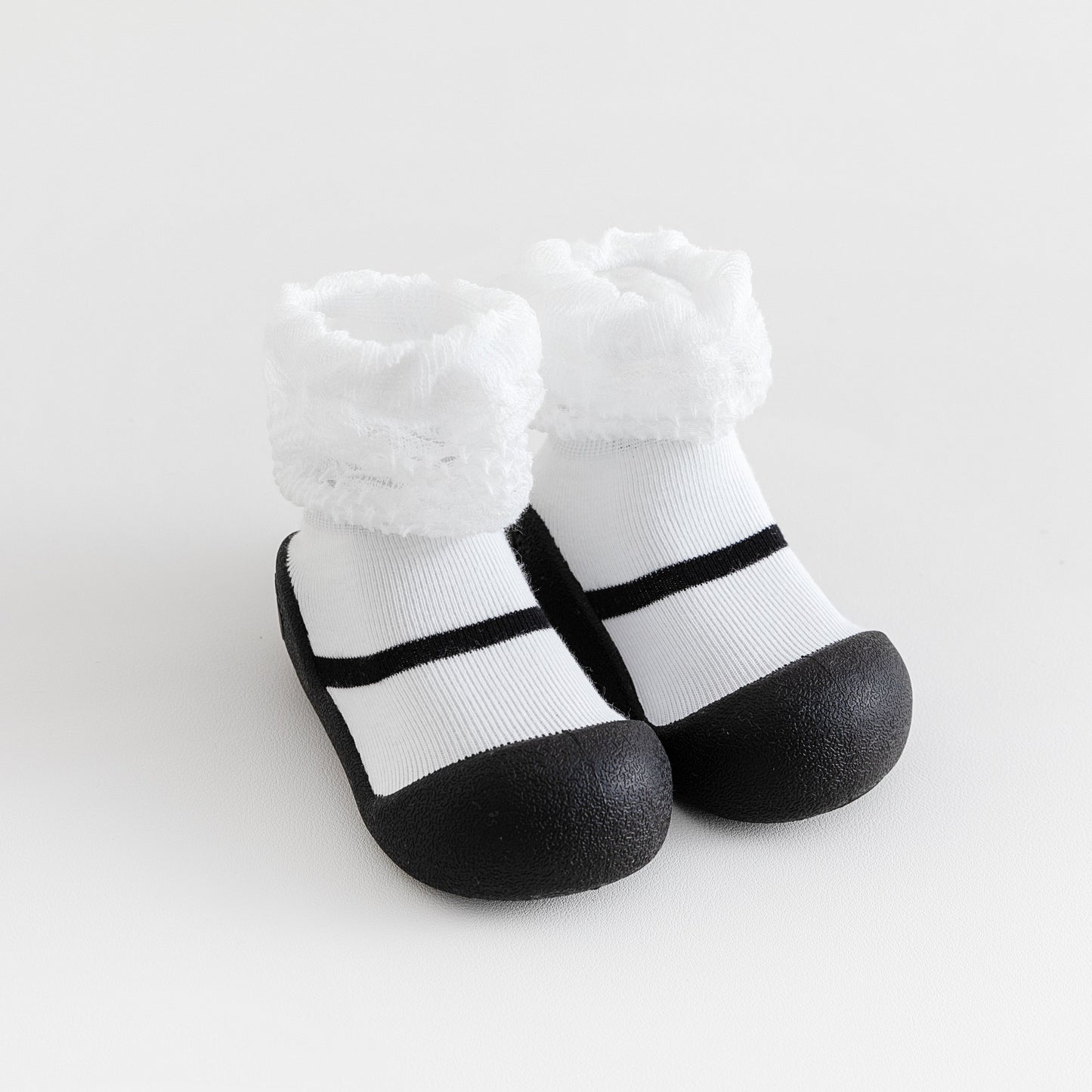 White Lace Sole Sox Baby Shoes