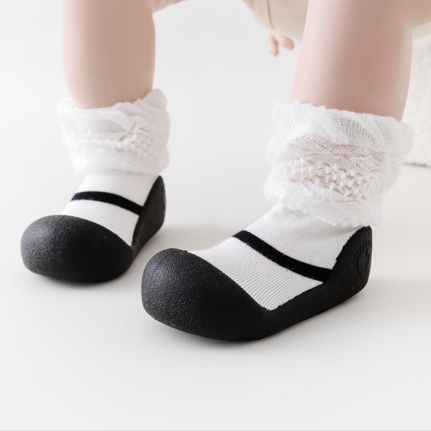 White Lace Sole Sox Baby Shoes