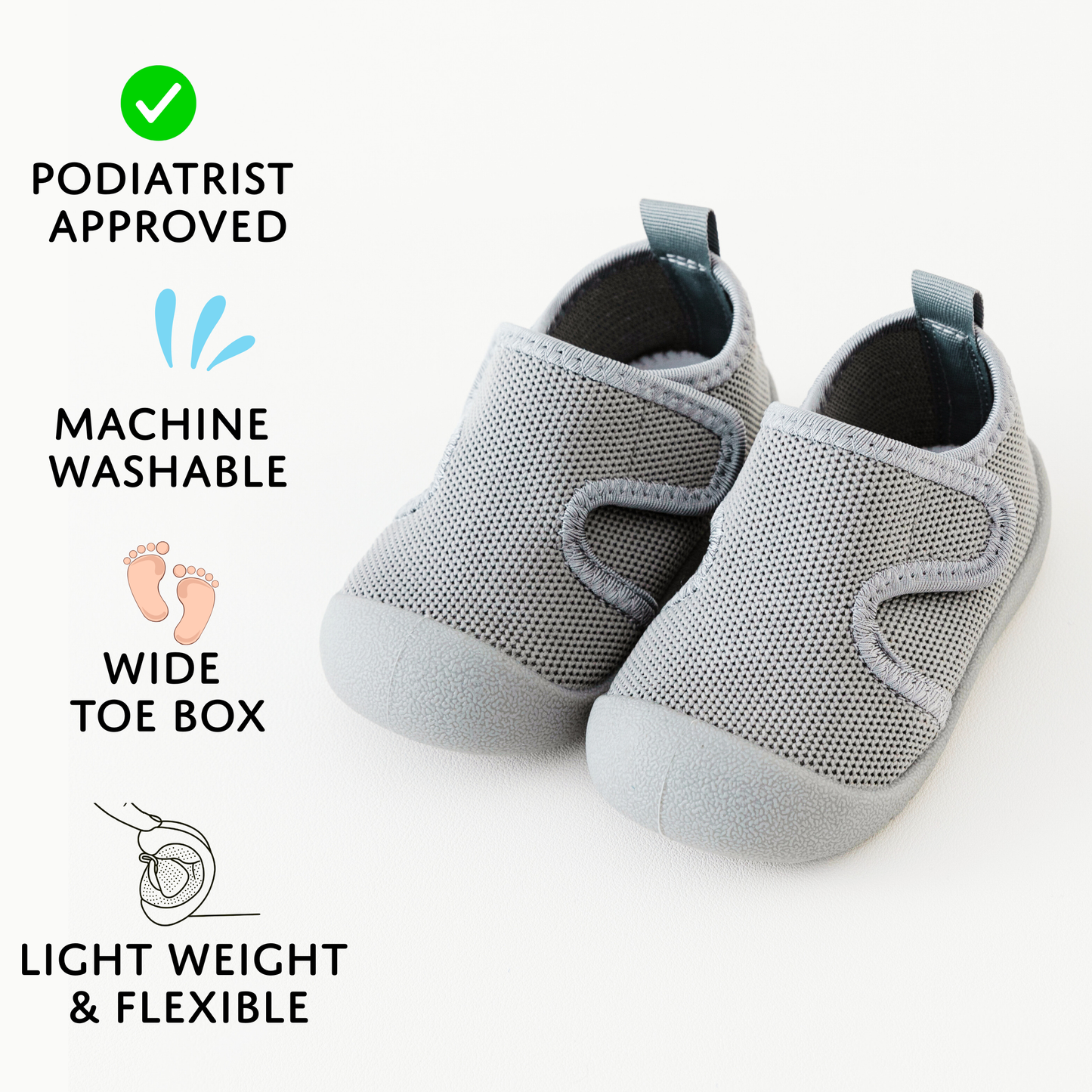 Grey Velcro Mesh Sole Sox