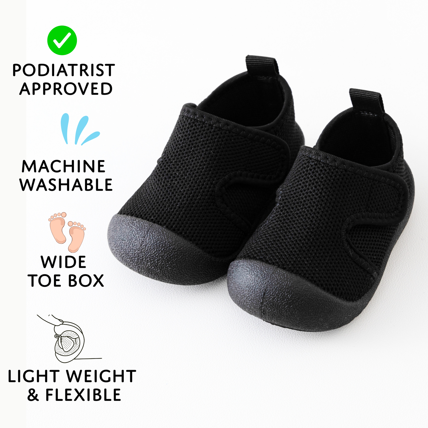 Black Velcro Sole Sox