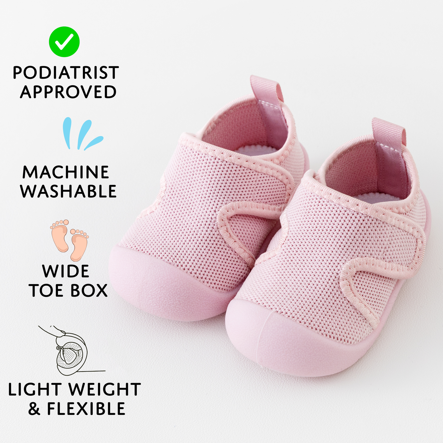 Pink Velcro Sole Sox
