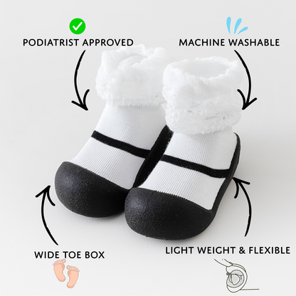 White Lace Sole Sox Baby Shoes