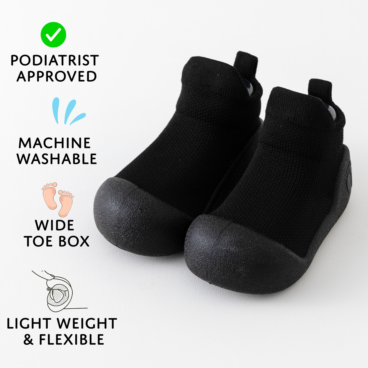 Midnight Black Sole Sox Baby Shoes
