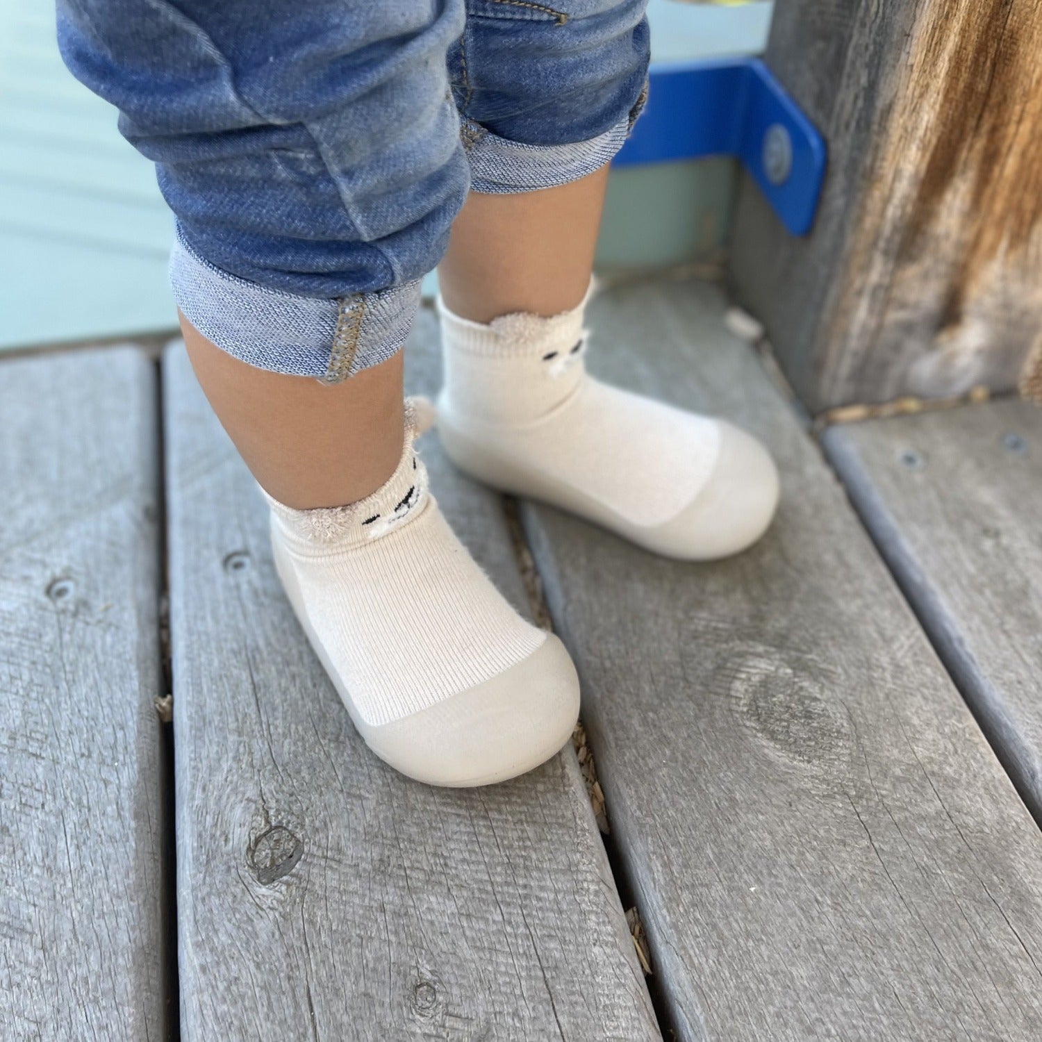 Beige Bear Sole Sox Prewalker Baby Shoes